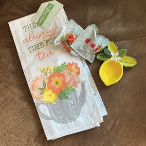 Floral Tea Towel with Lemon Dish Set from Coton Colors trinket.